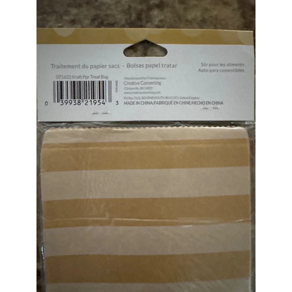 Creative Converting Kraft Striped Paper Treat Bags 7.75x4.5